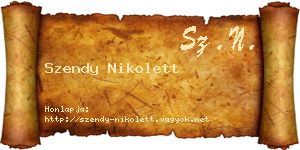 Szendy Nikolett névjegykártya